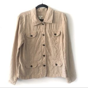 J. Jill 100% Linen Utility Safari Button Up Jacket